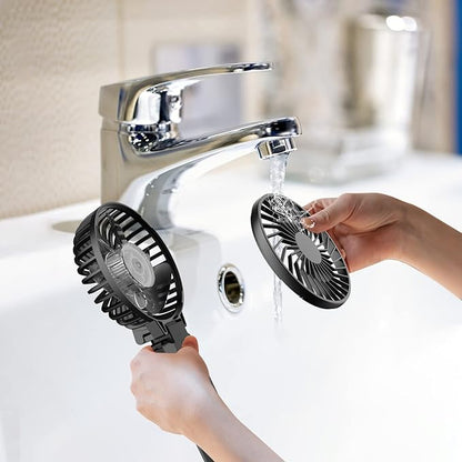 HandFan 5200mAh Portable Fan Handheld, 6 Speeds Hand Held Fan 180° Foldable Personal, Battery Operated USB Rechargeable, Handle Separate Design for Travel/School/Outdoors/Indoors (6 Speeds Black)