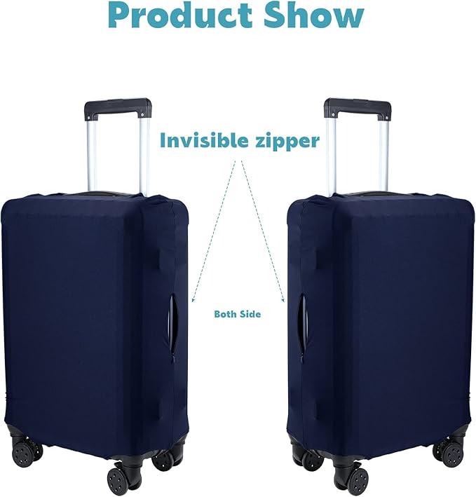 Kajaia 3 Pcs Luggage Cover Suitcase Protector Travel Suitcase Cover Anti Scratch Luggage Protector Washable Fits 18-28 Inch Luggage (Navy Blue)