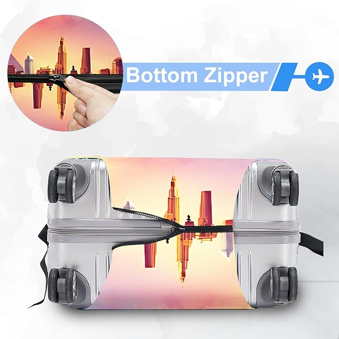 ANNA QUEEN Funny Travel Luggage Cover Suitcase Protector Suitcase Cover Anti-Scratch,Stretchable Fit for 18-32Inch Luggage,Travel Bag Cover Washable (Travel, M(fits 22-25Inch suitcase))
