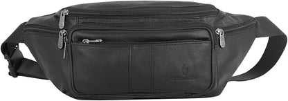 Genuine Leather Fanny Pack/Waist Bag/Organizer with Adjustable Belt, Multiple Pockets For Men and Women
