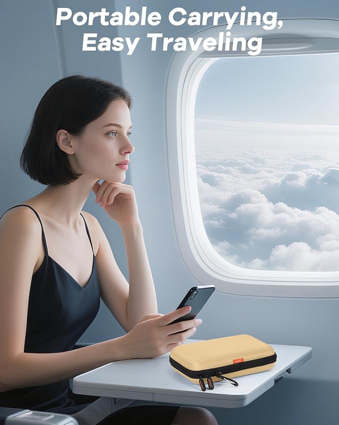 Kakhi-Brown Hard Shell Carrying Case for External Hard Drive, Power Bank, Charger, Cable, Cell Phone, Electronic Accessories - Larger Capacity Storage Pouch Shockproof Travel Case Bag for Men Women