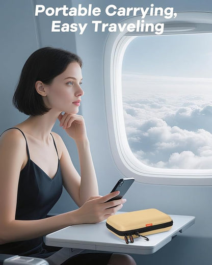 Kakhi-Brown Hard Shell Carrying Case for External Hard Drive, Power Bank, Charger, Cable, Cell Phone, Electronic Accessories - Larger Capacity Storage Pouch Shockproof Travel Case Bag for Men Women