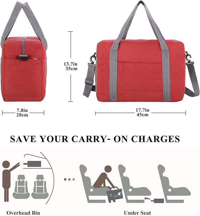 For Spirit Airlines Personal Item Bag 18x14x8 with Wet Pocket Foldable Travel Duffel Bag Underseat Carry on for Men & Women