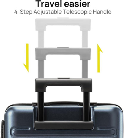 NINETYGO Carry On Luggage 22x14x9 Airline Approved, 20 Inch Luggage with Smooth Double Spinner Wheels, Hard Shell PC+ABS Suitcase Carry-On, Lightweight Travel Luggage, TSA Approved (Grey, Andes)