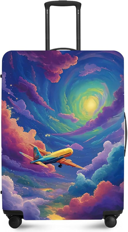 ANNA QUEEN Rainbow plane Luggage Cover Washable Suitcase Protector Suitcase Cover Anti-Scratch,Stretchable Fit for 18-32Inch Luggage,Travel Bag Cover XL(fits 29-32Inch suitcase)