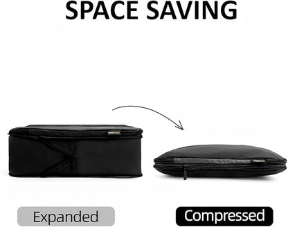4 Piece Compression Packing Cubes for Suitcases and Backpack, Lightweight Travel Organizer Bags (Jet Black)