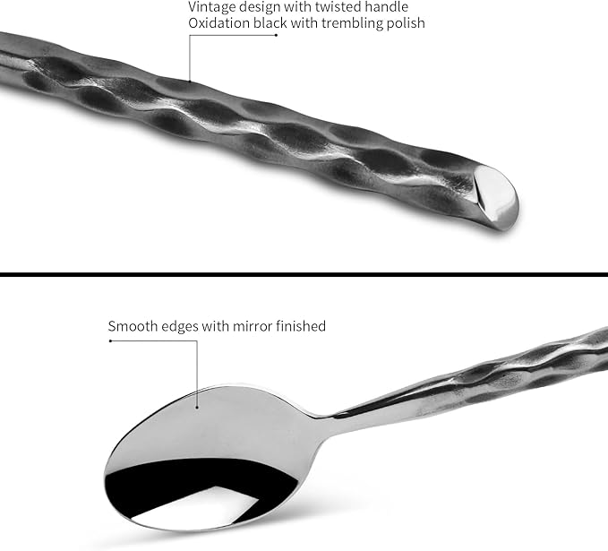 Silverware Set Stainless Steel Flatware Set Cutlery Set Vintage with Twisted Handle Mirror Finished 20 Pieces Service for 4