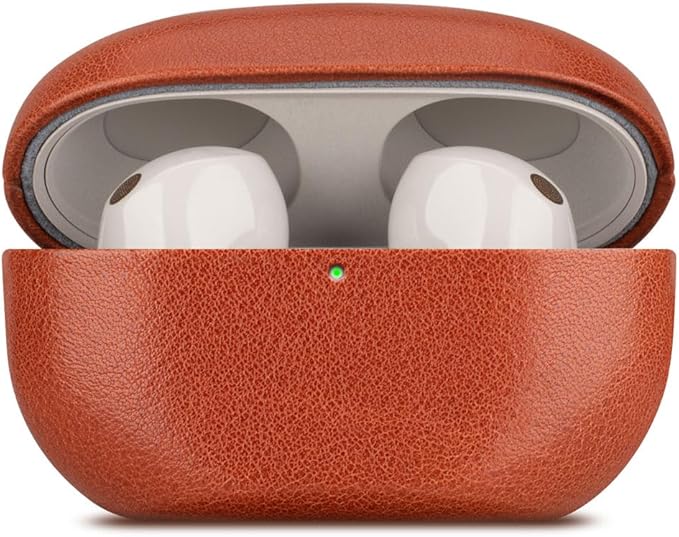 LOPIE Leather Case for Sony WF-1000XM5 Earbuds - Handcrafted, Protective Hard Shell - Brown