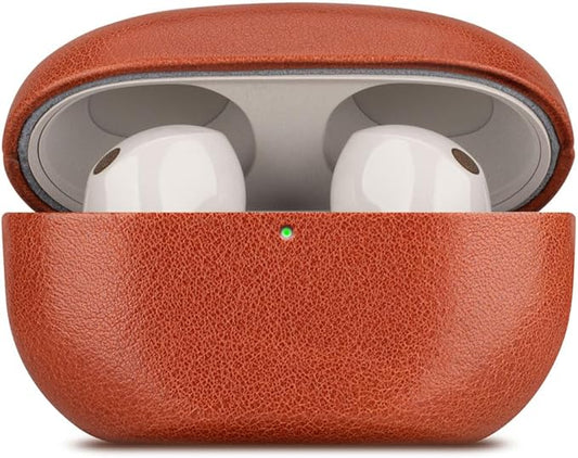 LOPIE Leather Case for Sony WF-1000XM5 Earbuds - Handcrafted, Protective Hard Shell - Brown