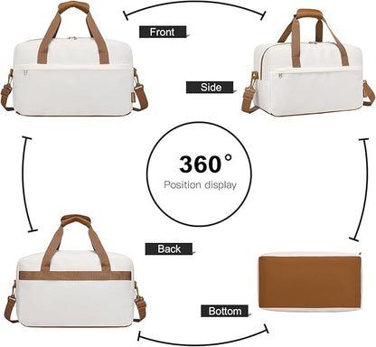 Kono Travel Duffel Bag 20L Under Seat Carry-on Bag Sports Tote Gym Bag Weekender Overnight Bags 15.75""x9.84""x7.87"" White, EA2369