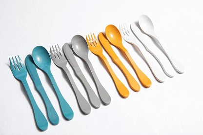 KNORK Eco 12 Piece (Fork, Knife, Spoon) Plant Based Bamboo Cutlery Reusable Flatware Set (Pack of 12)