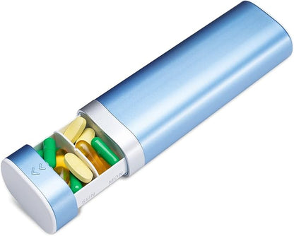 Betife Travel Pill Organizer Weekly 7 Day, Compact Daily Pill Box, Portable Medicine Case, Cute Pill Holder for Vitamins Supplements, Drawer-Shaped Pills Organizer (Blue)