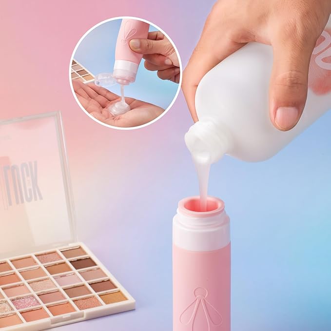 INSFIT 8 Pack Silicone Travel Bottles & Cream Jars with Toiletry Bag, 3oz Leakproof Containers & 2oz Jars with Waterproof Labels, BPA-Free Squeezable Toiletries Set for Shampoo, Lotion, Cosmetics