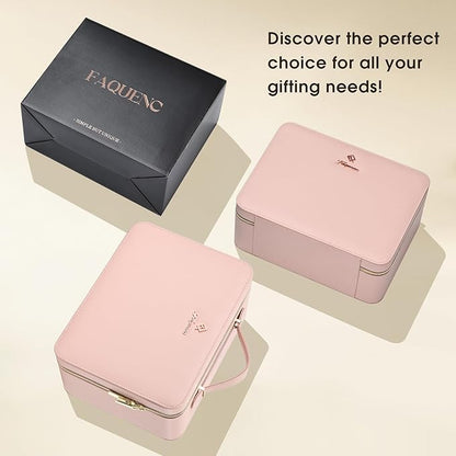 Leather Makeup Case with LED Lighted Mirror 11.4 Inch Travel Makeup Bag Adjustable Brightness in 3 Colors Cosmetic Organizer Artist Storage Bag with Dividers Brush Holder Storage Vanity Pink