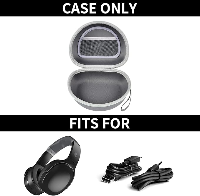 Headphone Case for Skullcandy Crusher/Hesh/Evo Wireless Over-Ear Bluetooth Earphones, for Beats Studio Pro/ 3/Solo 4/3/2 Headphones and More Noise Cancelling Foldable Headset - Hard Box Only - Grey