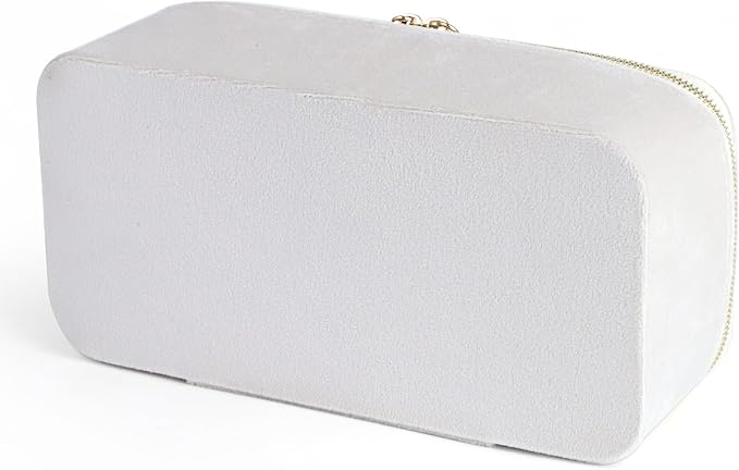 HofferRuffer Jewelry Box Organizer for Women Girls, Travel Jewelry Case with 12 Portable Zipper Bags, Jewelry Storage Ideal for Travel & Home Organization (12pcs-CreamWhite Velvet)