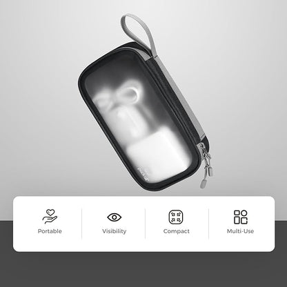 pack all Clear Electronic Organizer, TPU Cable Organizer Bag, Compact Cord Travel Organizer for Cables, Chargers, Phones, USB Cords, SD Cards (Black)