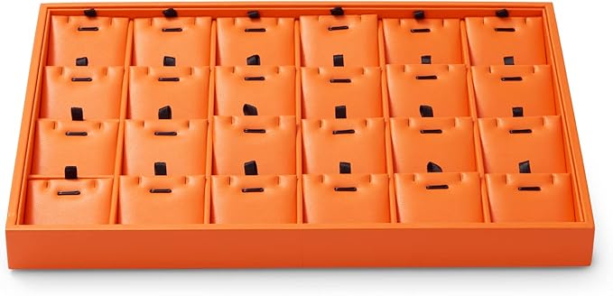 Oirlv Luxury Leather Jewelry Display Tray 24 Grid Jewelry Organizer Tray with Removable Inserts Necklace Pendant Storage