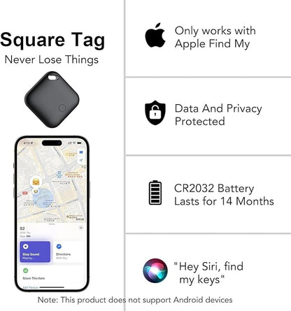 Air Tracker Tags-4 Pack, Smart Bluetooth Tracker Tag, Item Finder Works with Apple Find My (iOS Only) App, Keys Finder and Item Locator for Luggage, Backpack, Suitcases, Replaceable Battery