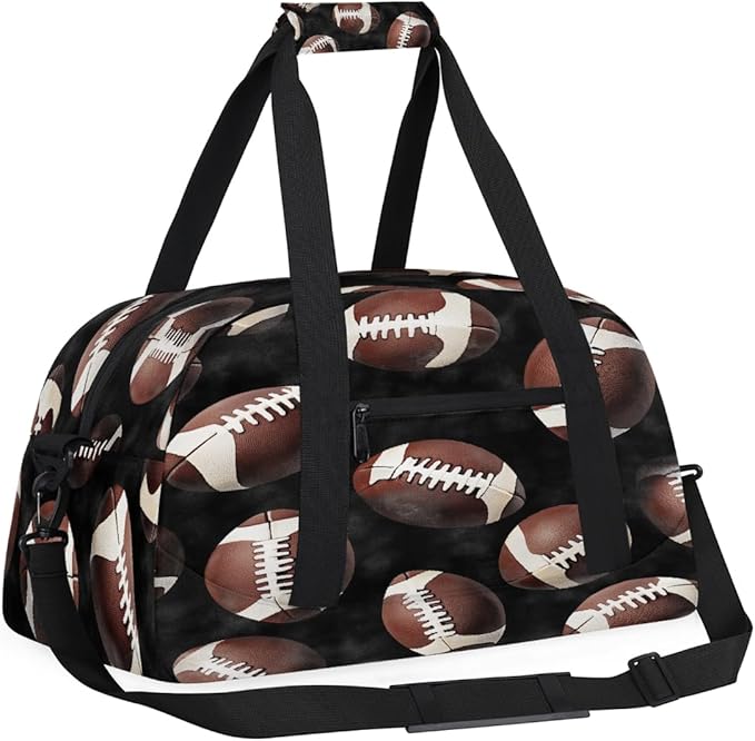 Kids Duffle Bag Girls Boys Footballs Rugby Ball Sports Weekender Overnight Bag,Lightweight Duffel Bags for Traveling Gym Sport Dance
