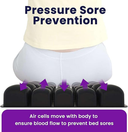 Inflatable Wheelchair Seat Cushion 18 x 18 x 3" - Pressure Sore Relief Air Cushion for Wheel Chair With Interconnected 3" Cells - Breathable Nylon Cover, Includes Pump, Repair Kit - 315lbs Capacity