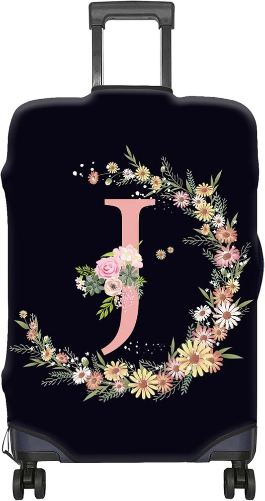 Luggage Suitcase Cover Protector Luggage Elastic Washable Baggage Covers Initial Cute Aesthetic for Unisex Women Girls Travel Trip M(22-25 inch)-Letter J