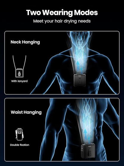 Warmco Portable Waist Fan,10000mAh Rechargeable Clip On Belt Fan with LED Light, 4 Speeds & 16000RPM Strong Airflow Wearable Neck for Camping, Outdoor, Hiking