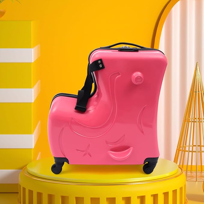 CNCEST 20"/24" Kid's Ride-on Travel Suitcase,Travel Rolling Luggage with Wheels Carry Trolley Luggage with Password Lock,Children's Ride On (20“ Purplish red)