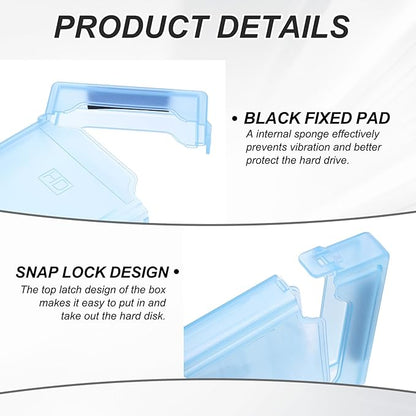 PATIKIL 4.5" x 3.2" Hard Drive Disk Case, 1Set Plastic Hard Disk Storage Box Portable Anti-Static Case for 2.5" External SSD HDD, White/Green/Blue/Orange/Grey