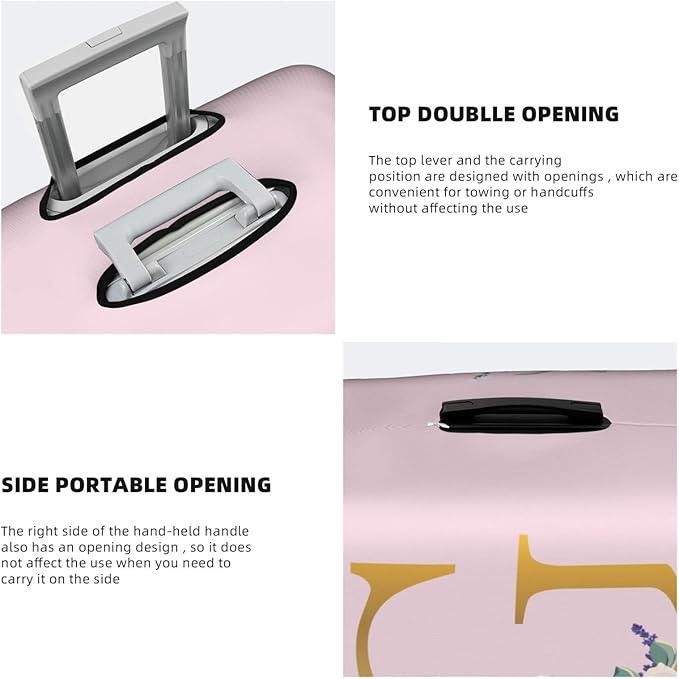 Flower Lette G Pink Luggage Cover Elastic Washable Stretch Suitcase Protector Anti-Scratch Travel Suitcase Cover for Kid and Adult S (18-21 inch suitcase)