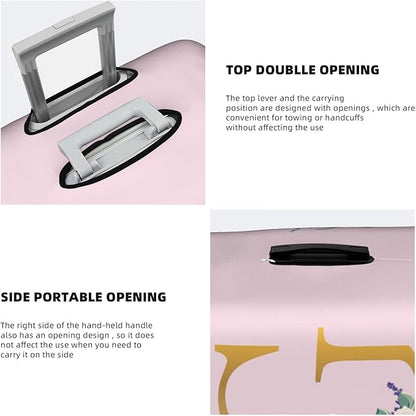 Flower Lette G Pink Luggage Cover Elastic Washable Stretch Suitcase Protector Anti-Scratch Travel Suitcase Cover for Kid and Adult S (18-21 inch suitcase)