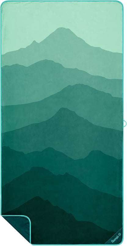 Rumpl Tech Towel Quick-Dry Towel for Travel, Beach, and Camp, Cascade Fade - Green