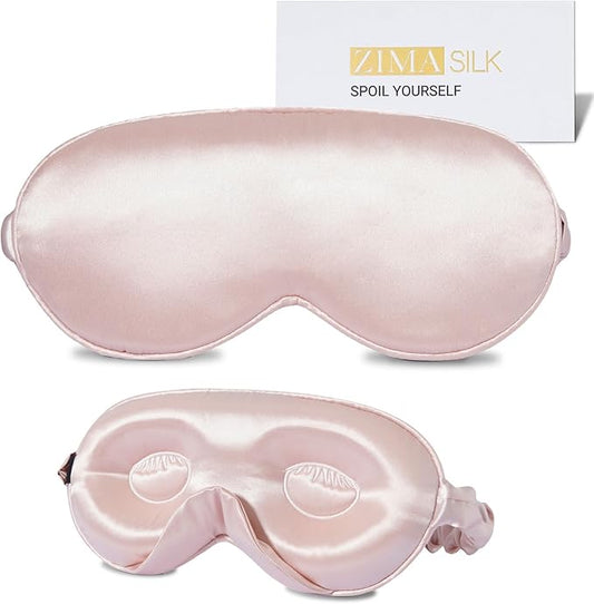 ZIMASILK Adjustable 22 Momme 100% Mulberry Silk Sleep Mask, Upgraded 3D Contoured Cup Eye Mask for Sleeping, Super Soft & Breathable Blindfold, Blackout for Deep Sleeping (Pink)
