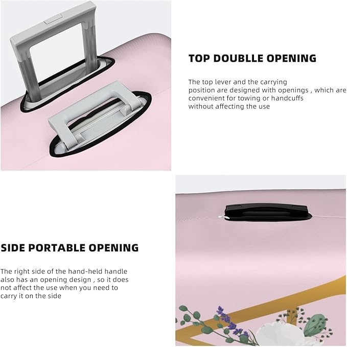 Flower Lette A Pink Luggage Cover Elastic Washable Stretch Suitcase Protector Anti-Scratch Travel Suitcase Cover for Kid and Adult L (25-28 inch suitcase)