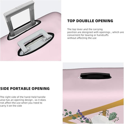 Flower Lette A Pink Luggage Cover Elastic Washable Stretch Suitcase Protector Anti-Scratch Travel Suitcase Cover for Kid and Adult S (18-21 inch suitcase)