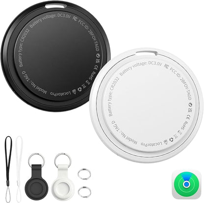 Tracker Tags 2 Pack, Bluetooth Smart Tag for Item Finder, Compatible with iOS Find My, Replaceable Battery & Long Battery Life, Item Locator for Keys, Luggage, Bags, Wallet with Key Chain