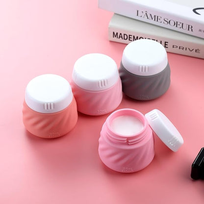 Gemice Silicone Cream Jars TSA Approved Travel Size Containers with Toiletry Bag, Wide Mouth Leak-proof Travel Accessories with Lid for Cosmetic Cream (4 Pack)