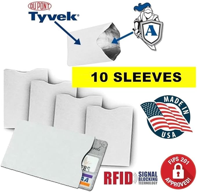 Semper Paratus Gear TYVEK Credit Card Sleeves Protectors 100% MADE IN USA - For Travel wallet or purse. RFID Blocking 13.56 Blank White SPG-TYVEK-RFID-CCP Semper Paratus