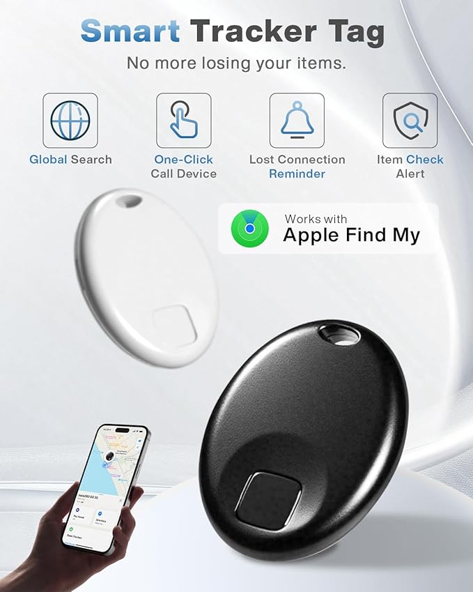 Air Tracker Tag 4 Pack(iOS Only),Precision Finding,Tracking Device with Replaceable Battery,Slim Tracker with Sound for Luggage,Keys,Wallet,Travelers, Bags,Car,Kids,Pets