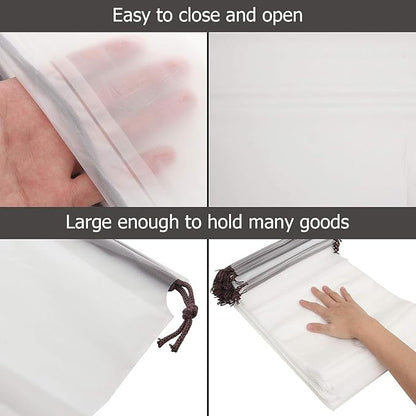 150 Pack 11.8 x 15.7 Inch Drawstring Bags, Travel Shoe Bags with Drawstring, Large Shoes Storage Organizers Pouch with Rope, Translucent Shoe Bags for Travel, Thickness 5 mil