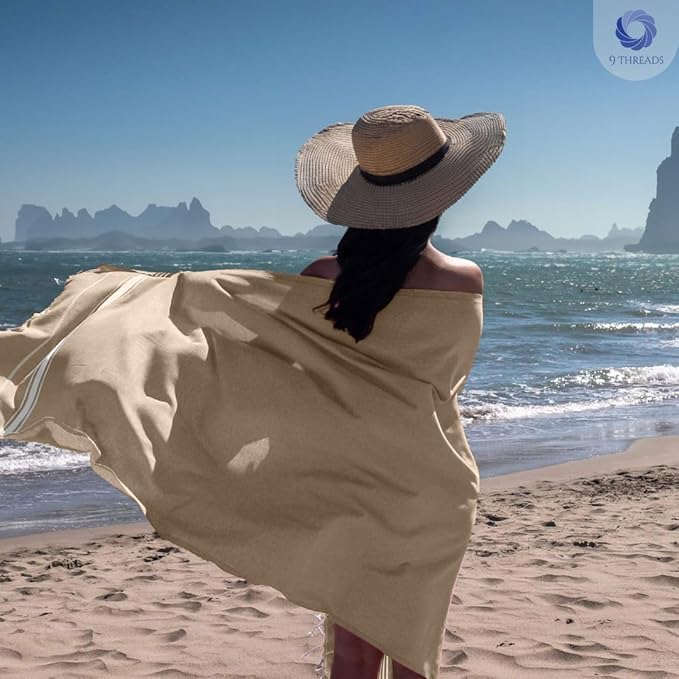 Cotton Turkish Beach Towel Towels Oversized 36"x72" Pool Absorbent Extra Large Quick Dry Sand Travel Towel (Mix, 6 Pack)