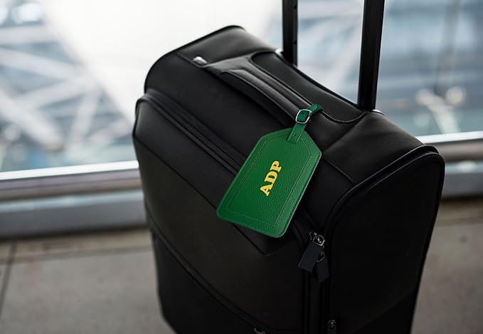 Personalized Monogrammed Emerald Green Leather RFID Passport Wallet and Luggage Tag