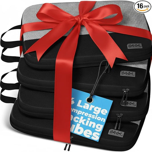 4pc Large Compression Packing Cubes for Travel - Luggage Packing Organizers - Travel Packing Cubes for Suitcases