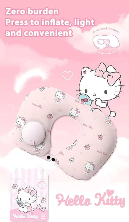 Kitty Cat Neck Pillow, Pink Memory Cotton Travel Accessory, Suitable for Airplane, car and Office Scenes, Comfortable and Breathable,