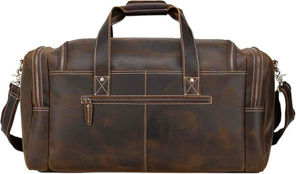 Polare 23" Full Grain Cowhide Leather Gym Duffle Weekender Overnight Travel Duffel Bag For Men