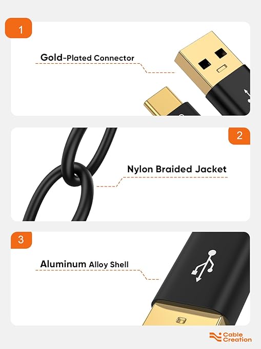 CableCreation USB C to USB A Cable 5FT, Type C to USB 3.1 USB 3.2 Gen2 10Gbps USB A to C Data Cable, Android Auto Cord 3A for USB-C External SSD MacBook Pro iPad, Galaxy S24/S23+, iPhone 16/15, 1.5m