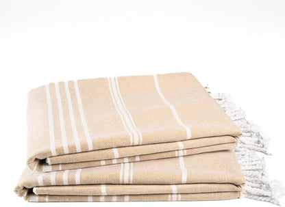 Cotton Turkish Beach Towel with Towels Oversized 36"x72" Pool Absorbent Extra Large Quick Dry Sand Travel Towel (Desert Sand, 2 Pack)
