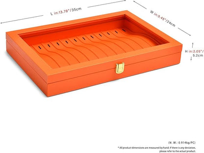 Oirlv Premium Leather Necklace Bracelet Organizer Tray with Acrylic Lid Jewelry Display Case Drawer Insert Jewelry Organizer for women