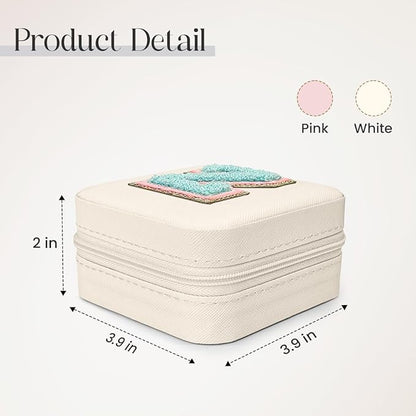 SANDJEST Personalized Jewelry Box, White Travel Jewelry Box with Initial Z, Small Monogrammed Jewelry Case Organizer for Girls Women Teen Kids, Mini Travel Essentials Gifts for Birthday Christmas