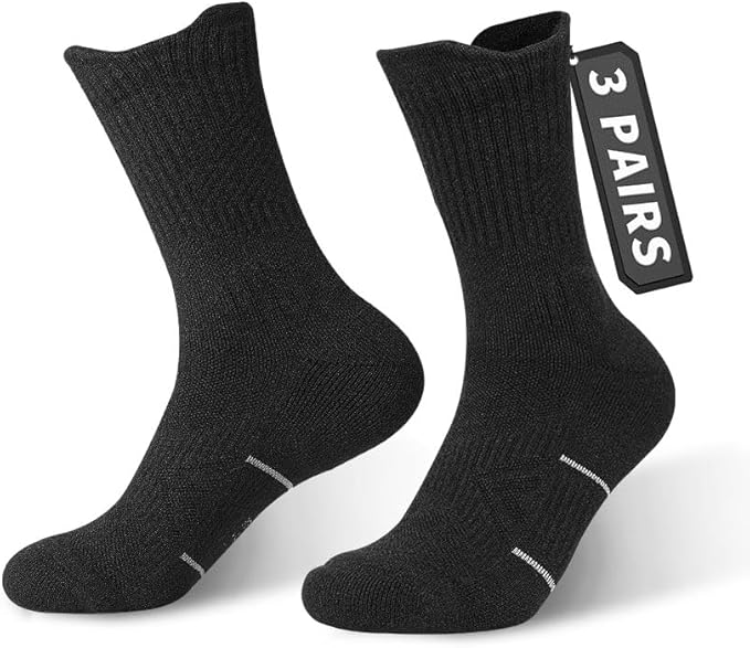 Mohair Wool Compression Running Socks 3 Pairs Anti-Blister Crew Socks Moisture Wicking Target Cushion Athletic Hiking Socks